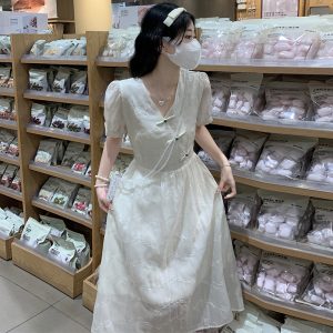 New Chinese Style Embroidered V-Neck Fairy Dress