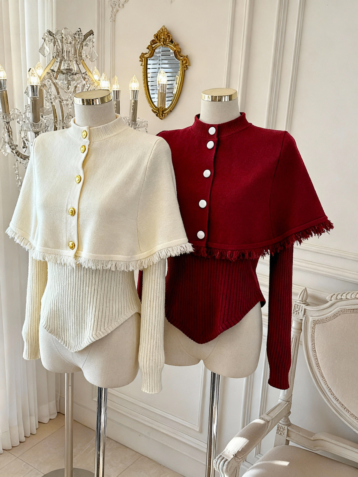 Women's Fringe Cape Shawl Knit Sweater Two-Piece Set French Elegant Style - Image 2