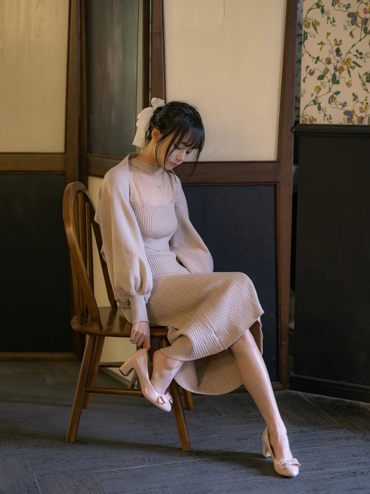 MOXI Ginza Muse Japanese Style Sheer Layered Sleeveless Vest Pure Desire Knit Dress Two-Piece Set - Image 4