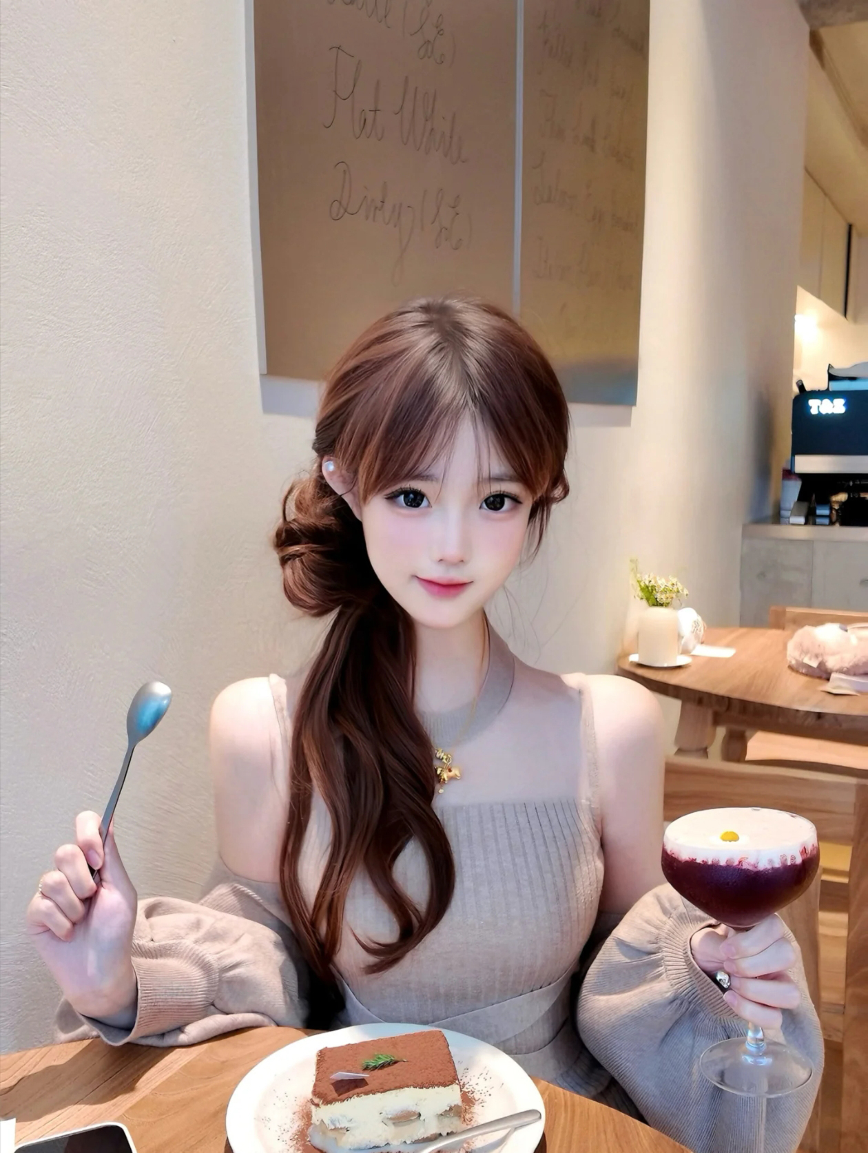 Sweet Narcissus Ginza Muse Japanese Style Tie Blouse Sleeveless Vest Knit Dress Two Piece Set - Image 4