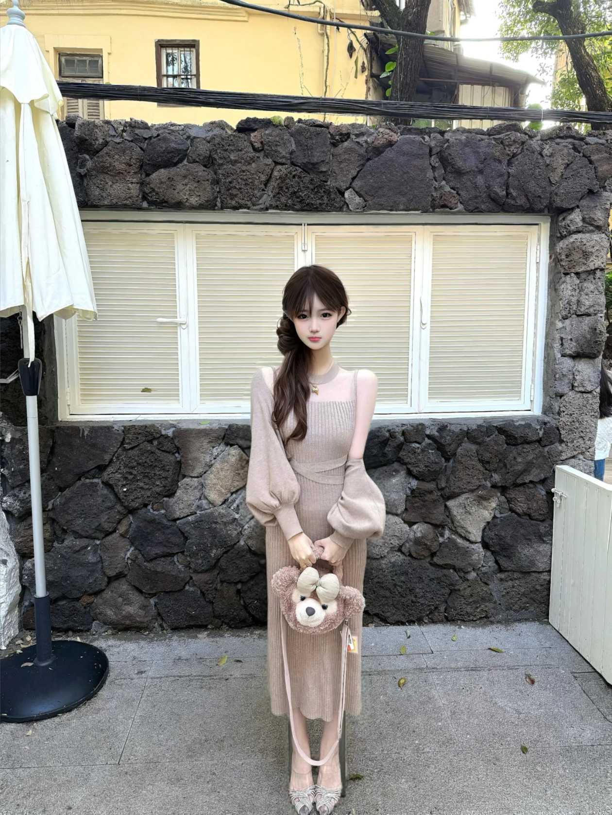 Sweet Narcissus Ginza Muse Japanese Style Tie Blouse Sleeveless Vest Knit Dress Two Piece Set - Image 2