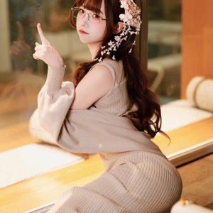 Japanese Style 4-Way Tie Cardigan and Sleeveless Knit Dress Two-Piece Set
