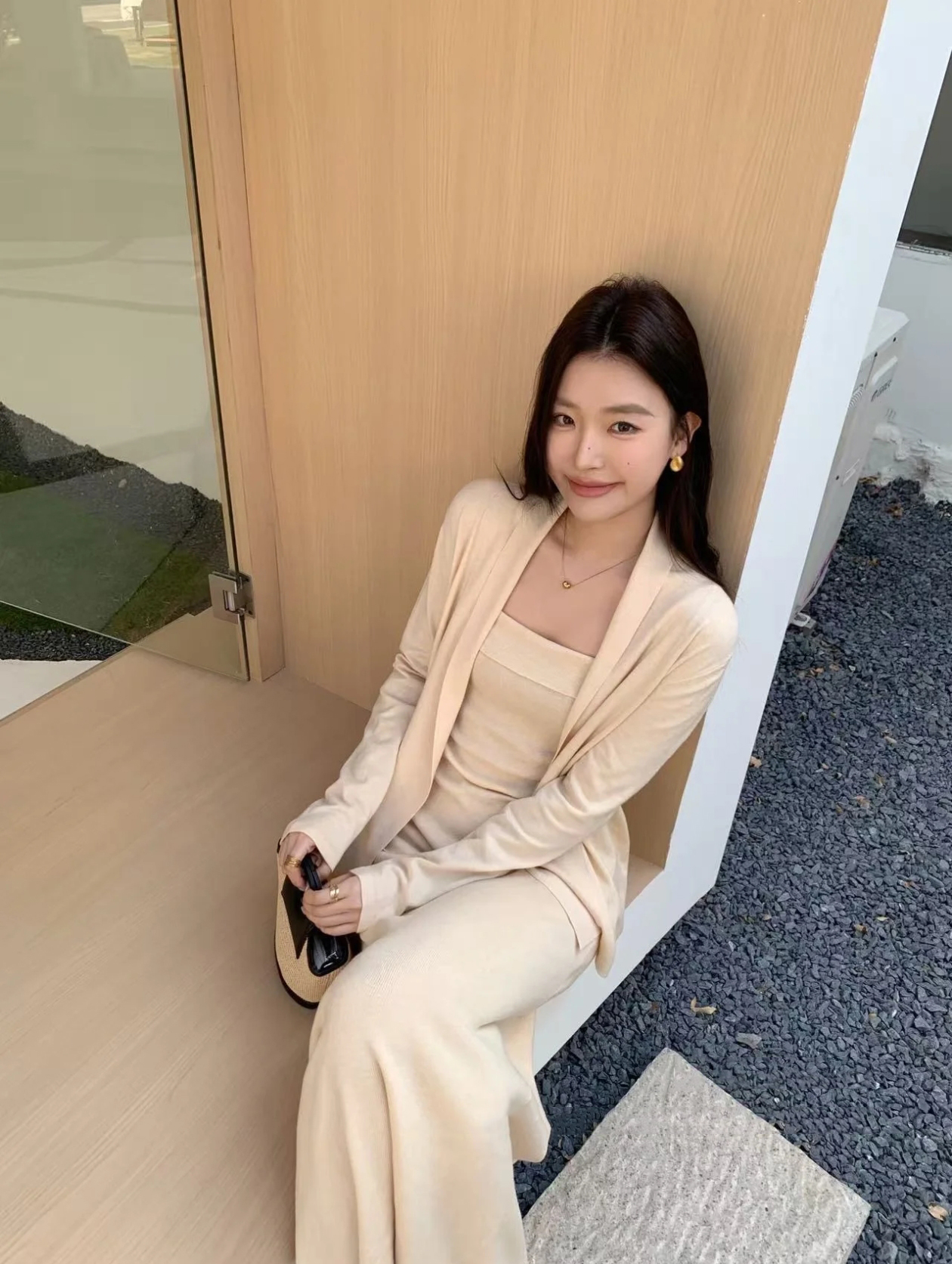 Women's Knit Sweater Set 3-Piece Lazy Gentle Style