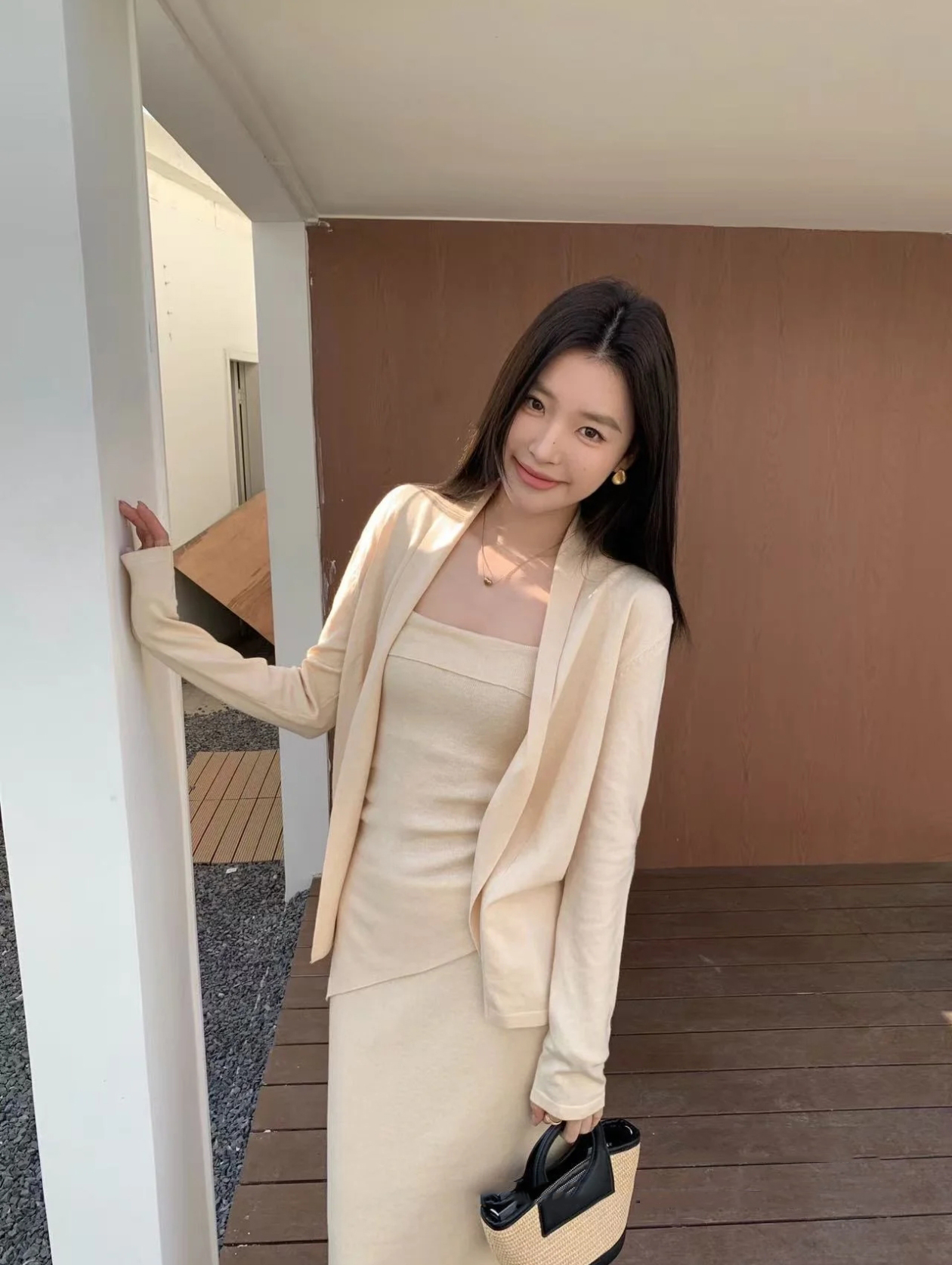Women's Knit Sweater Set 3-Piece Lazy Gentle Style - Image 3