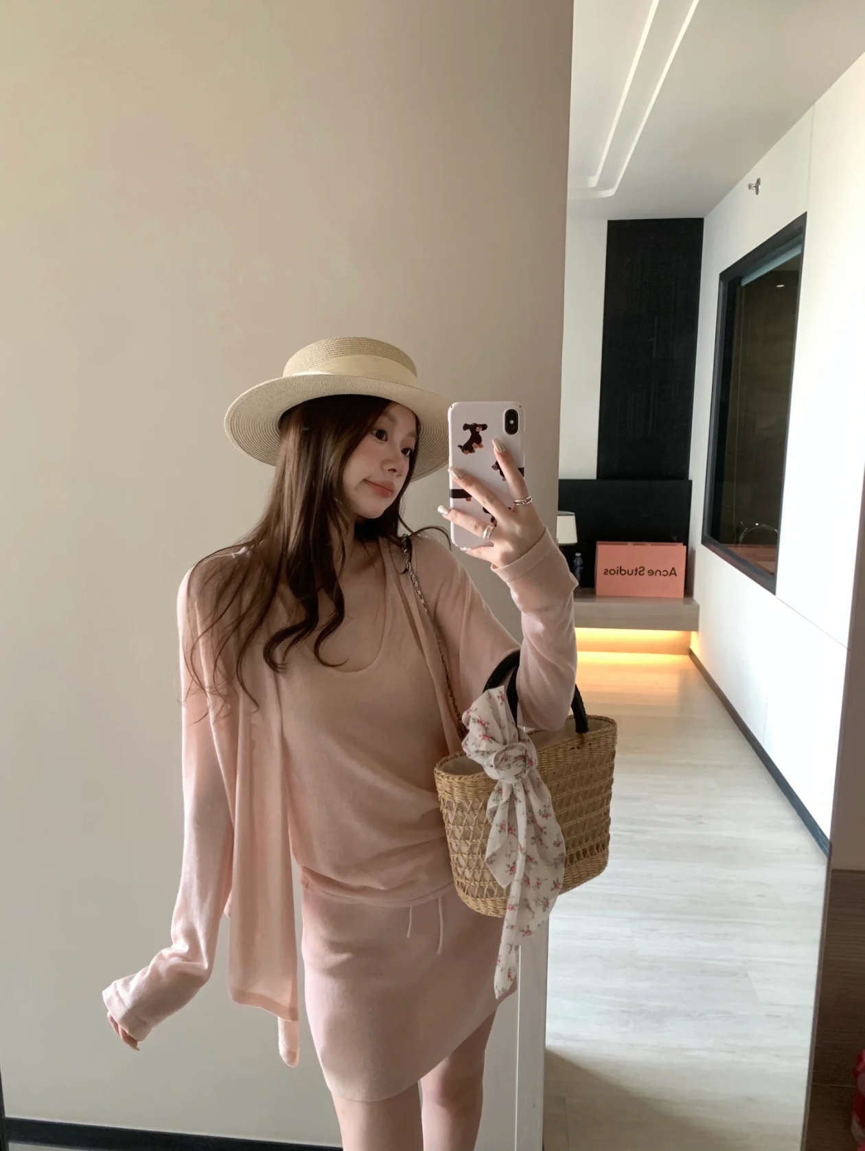 Women's 3-Piece Knit Sweater Set with Tank Top and Skirt in Misty Pink - Image 2