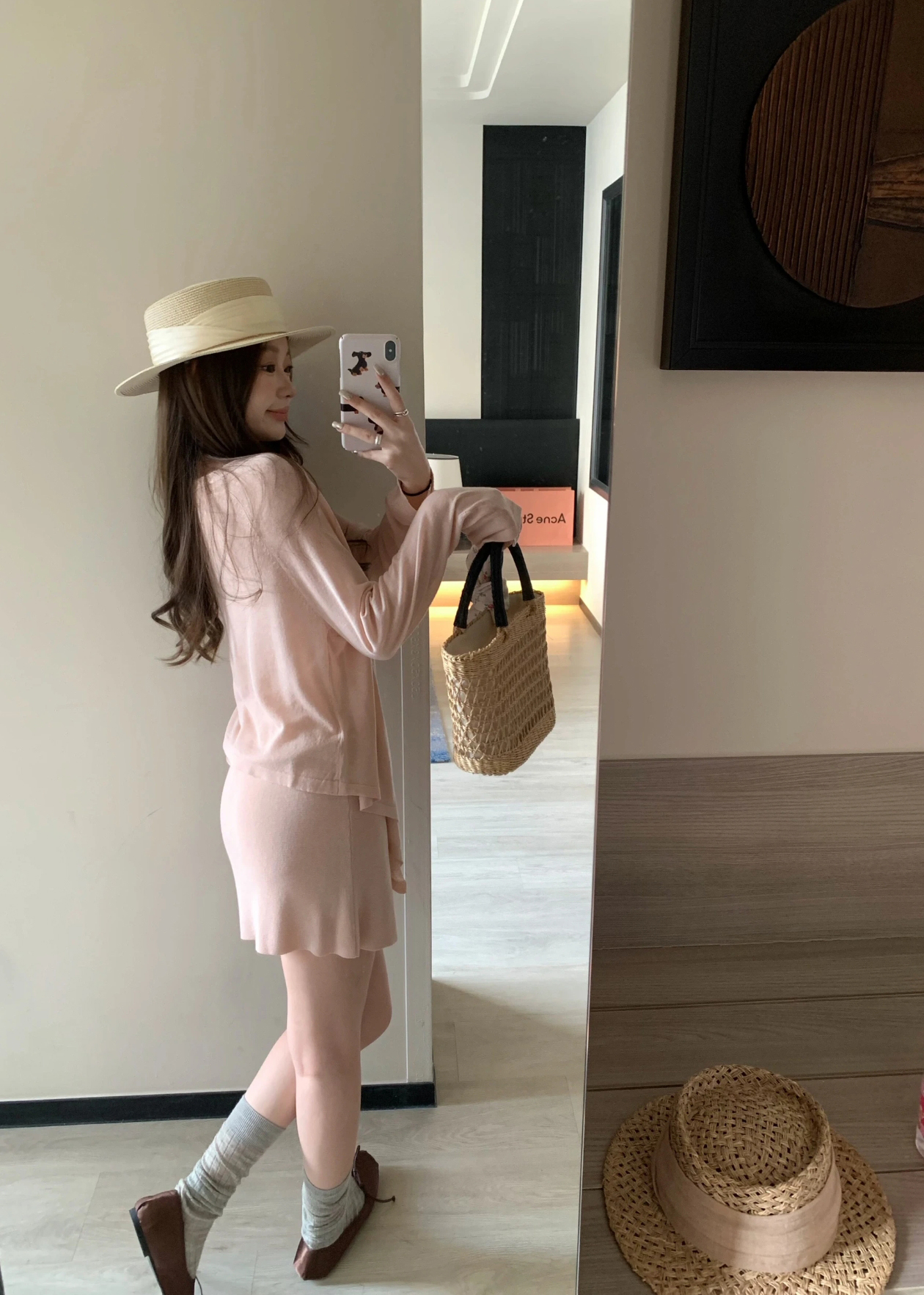 Women's 3-Piece Knit Sweater Set with Tank Top and Skirt in Misty Pink - Image 4
