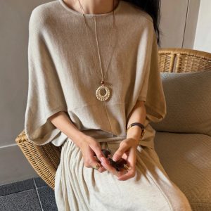 Women's Lazy Knit Sweater and Long Skirt Two-Piece Set