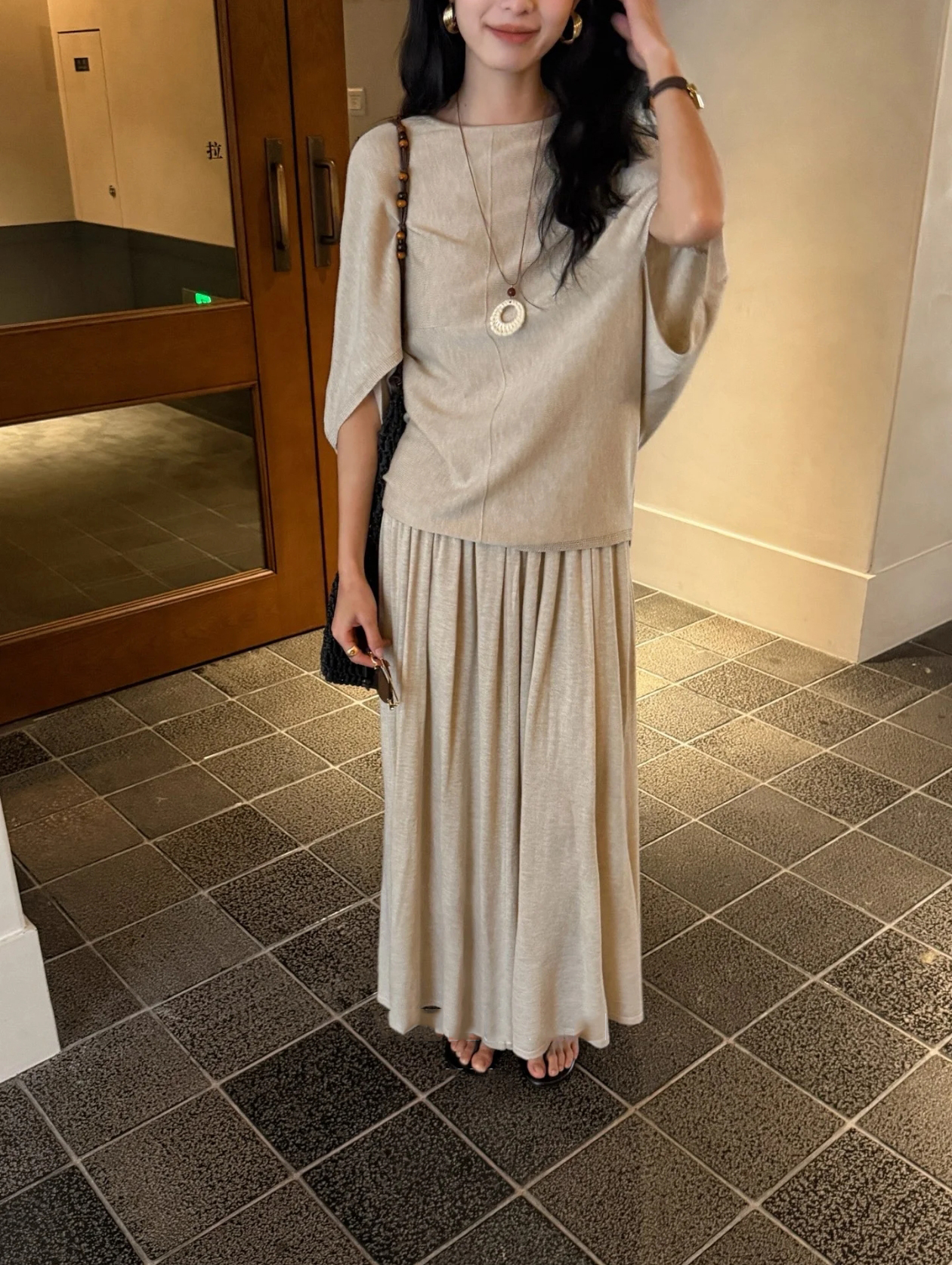 Women's Lazy Knit Sweater and Long Skirt Two-Piece Set - Image 3