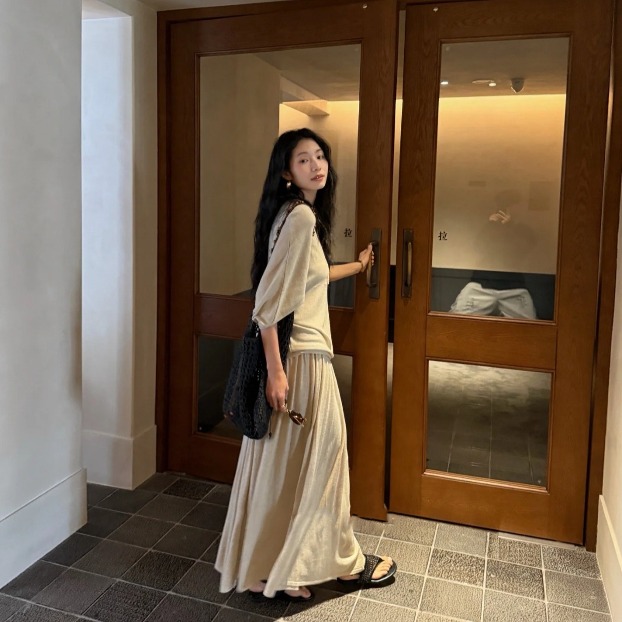 Women's Lazy Knit Sweater and Long Skirt Two-Piece Set - Image 5