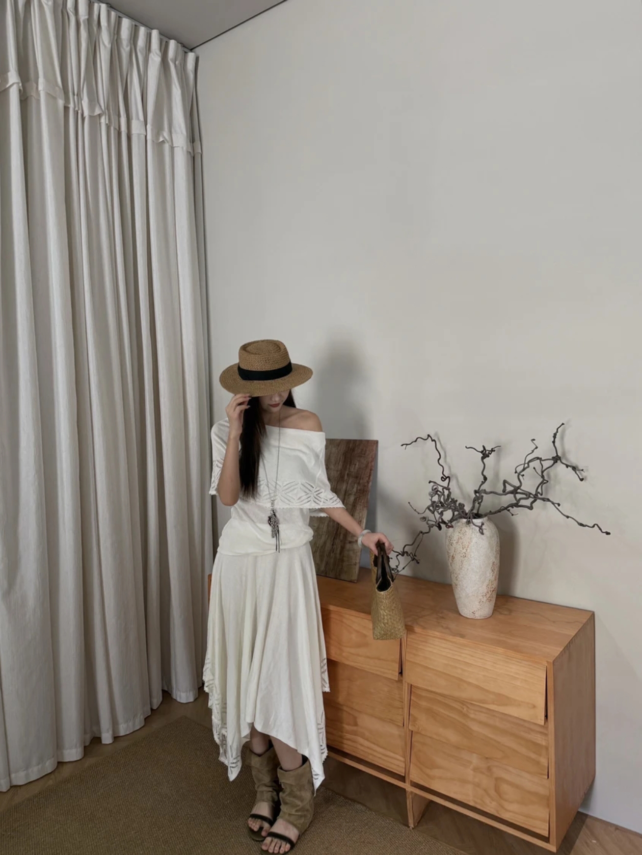 Women's Off-Shoulder Jacquard Knit Top and Irregular Skirt Set - Image 2