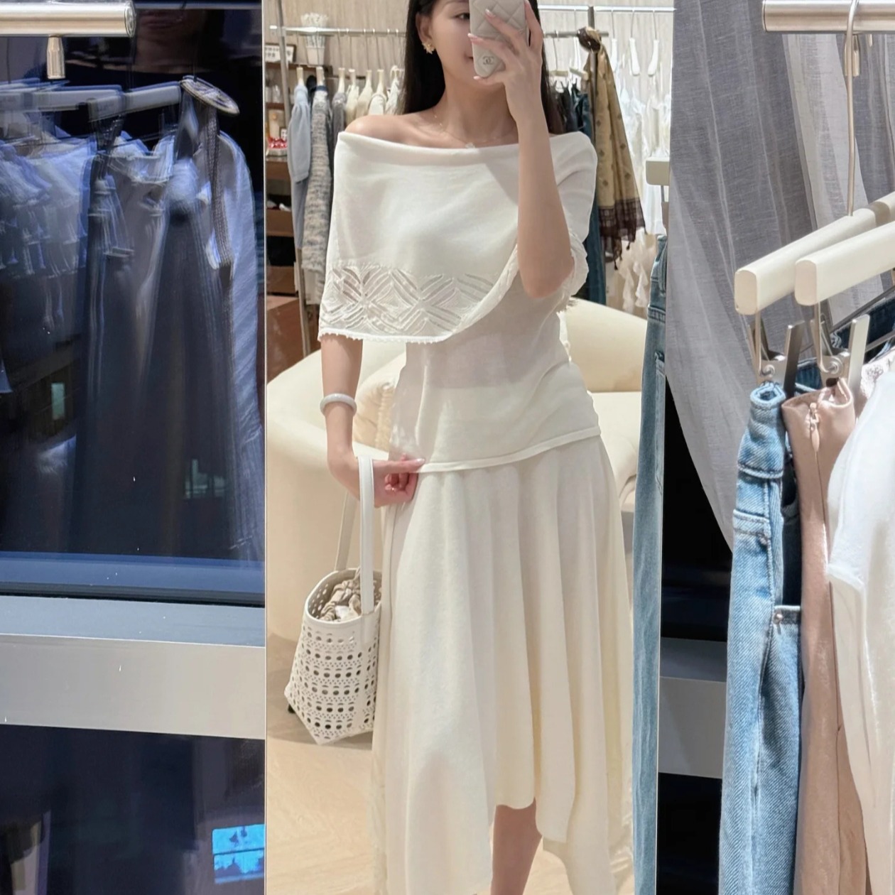 Women's Off-Shoulder Jacquard Knit Top and Irregular Skirt Set - Image 5