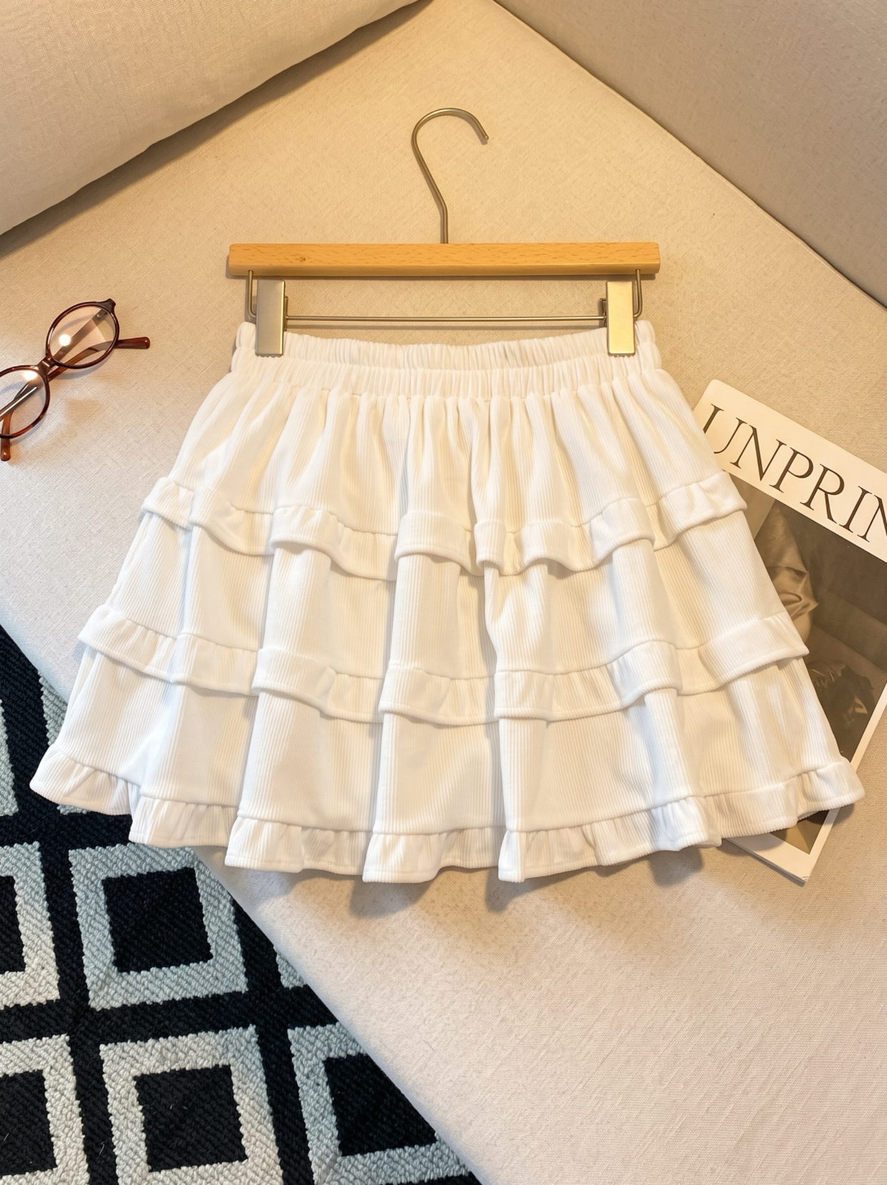 Sweet Ruffled Tiered Mini Skirt for Women High Waist Loose Fit Early Autumn - Image 3