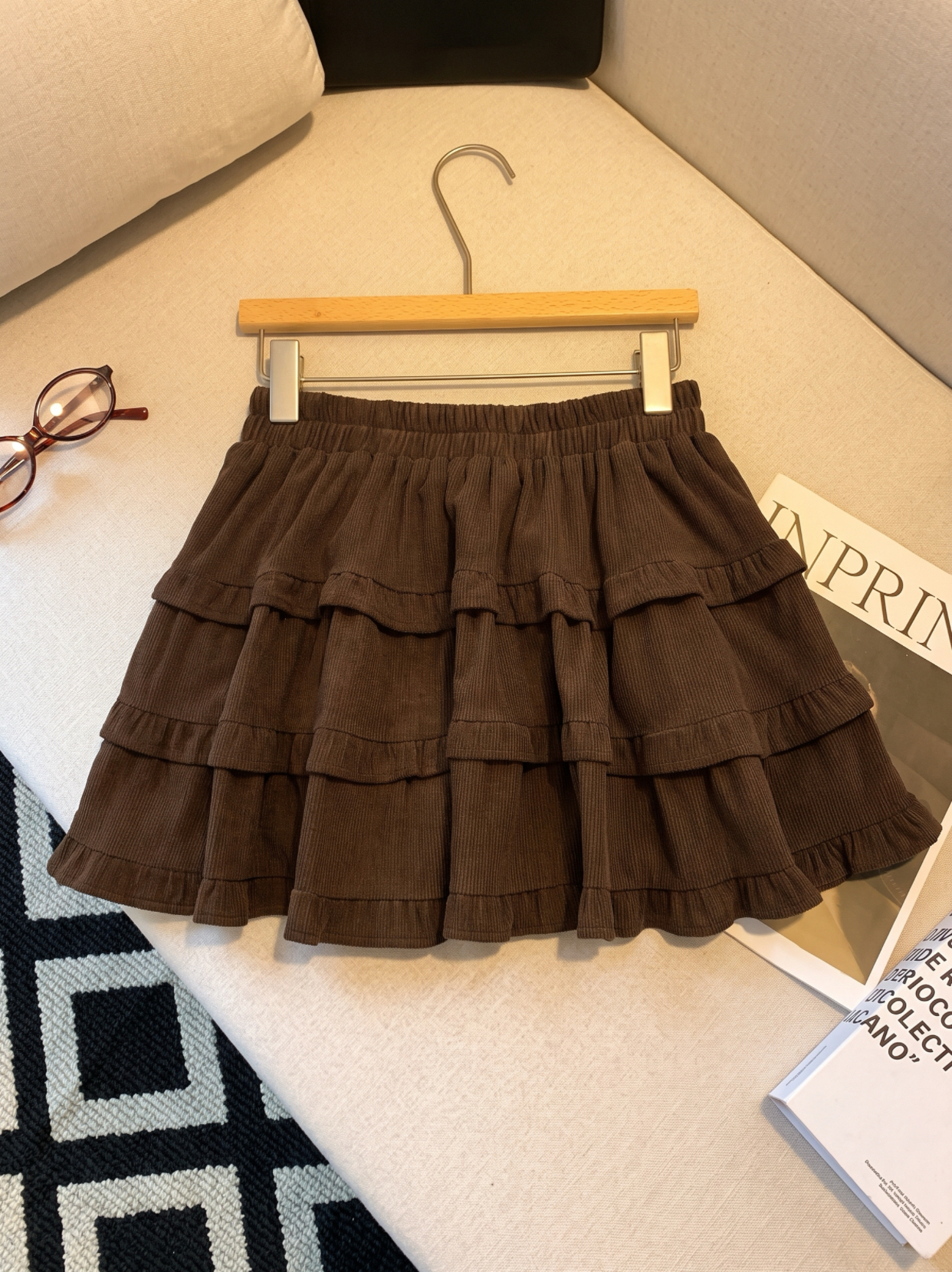 Sweet Ruffled Tiered Mini Skirt for Women High Waist Loose Fit Early Autumn - Image 2