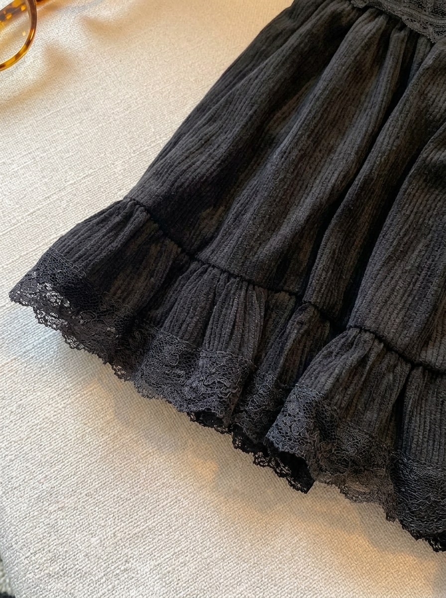 Sweet Lace Ruffle High Waist A-Line Mini Skirt for Women - Image 4