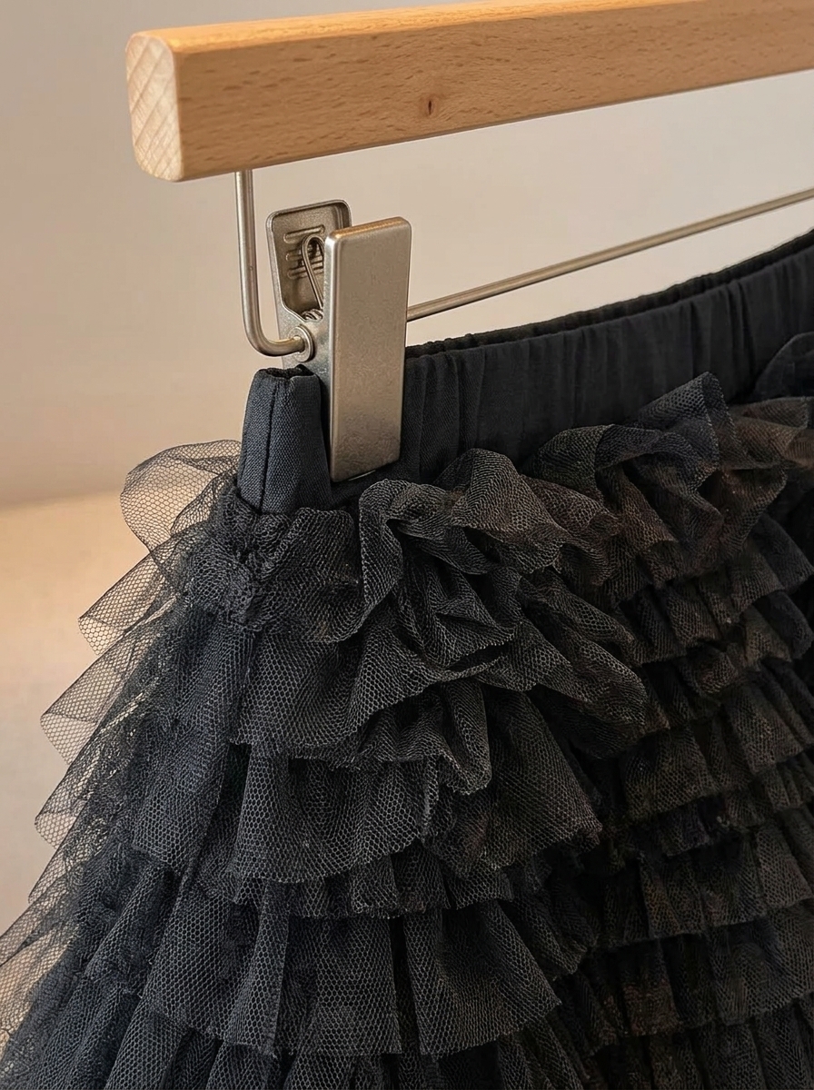 Korean Style Solid Color Layered Tulle Cake Skirt for Women - Image 4