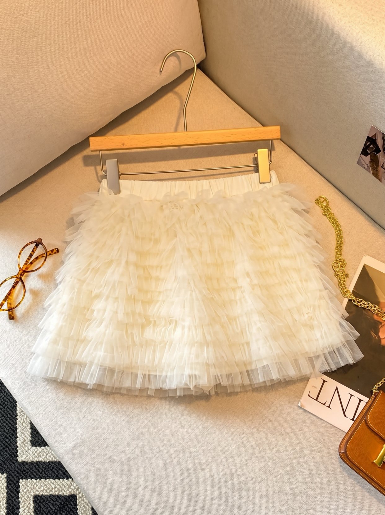 Korean Style Solid Color Layered Tulle Cake Skirt for Women