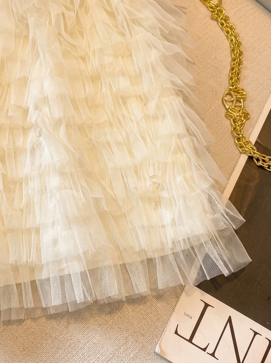Korean Style Solid Color Layered Tulle Cake Skirt for Women - Image 3