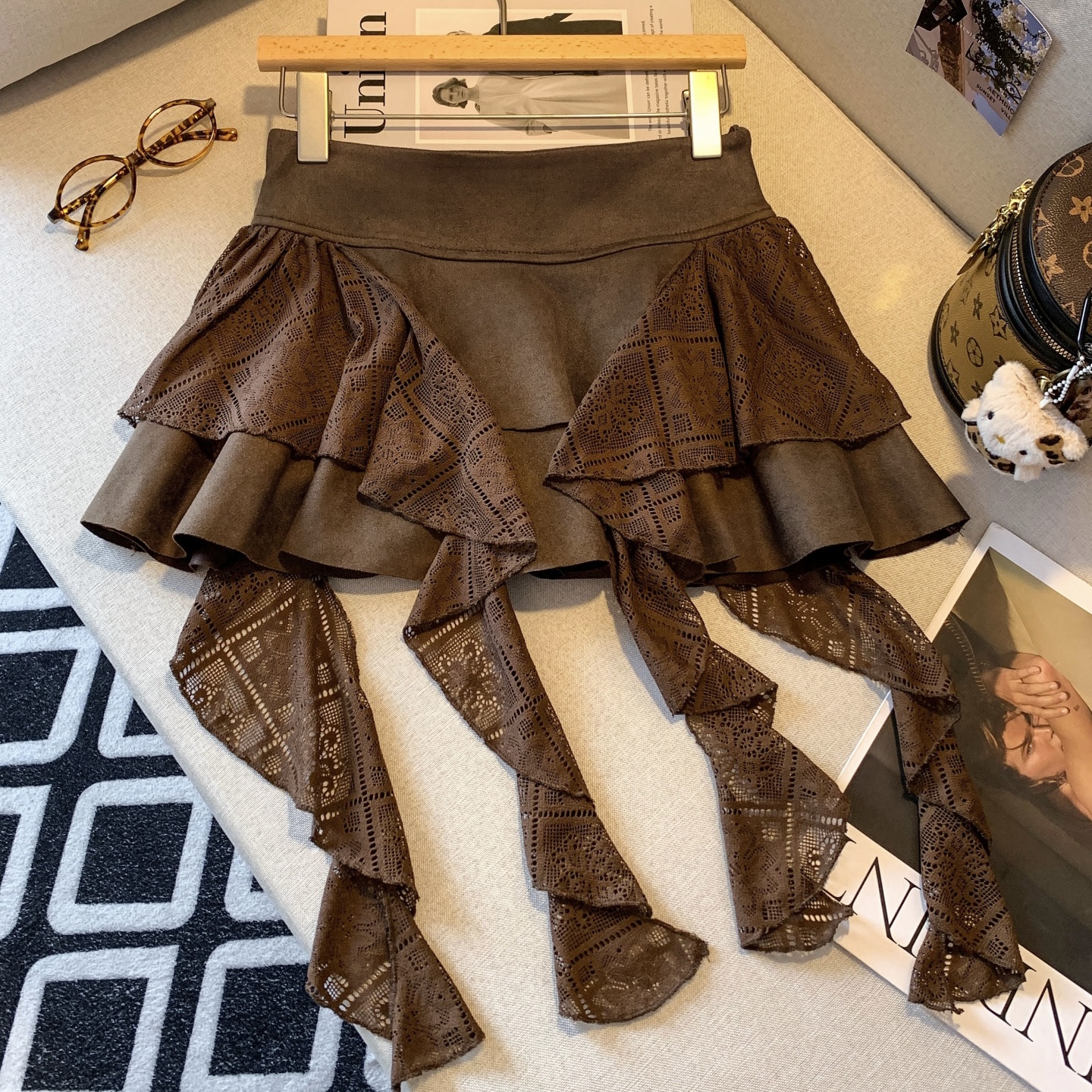 Women's A-Line Mini Skirt with Lace Ribbon Detail Sweet Pure Style Early Autumn New - Image 5