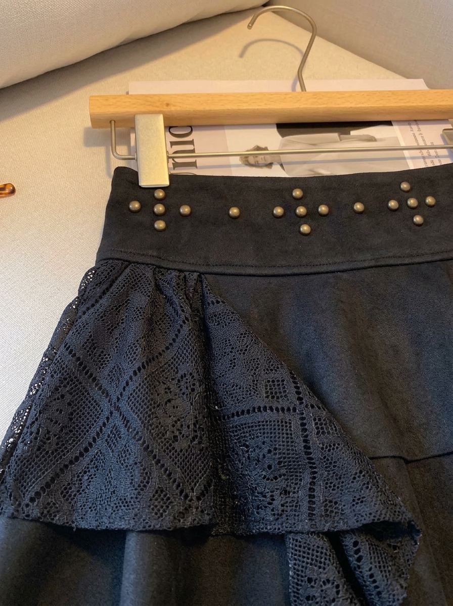 Women's A-Line Mini Skirt with Lace Ribbon Detail Sweet Pure Style Early Autumn New - Image 4