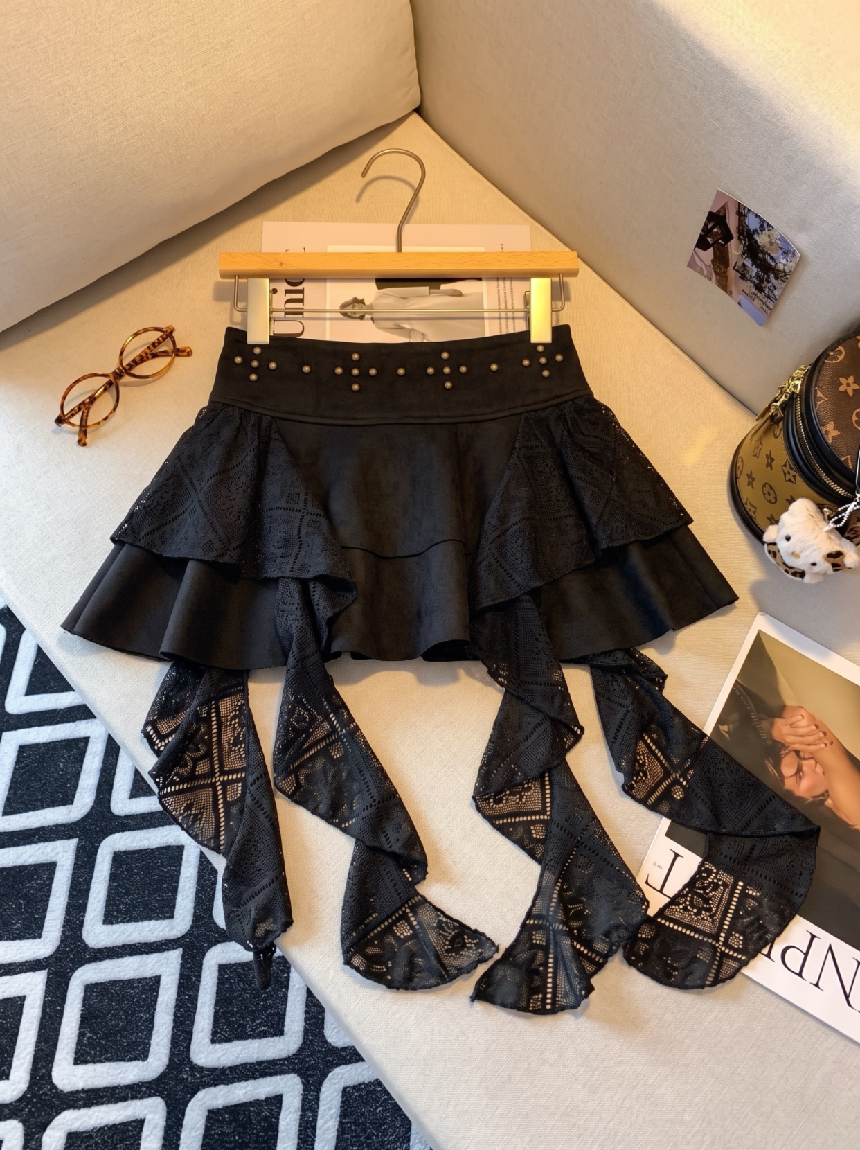 Women's A-Line Mini Skirt with Lace Ribbon Detail Sweet Pure Style Early Autumn New - Image 2