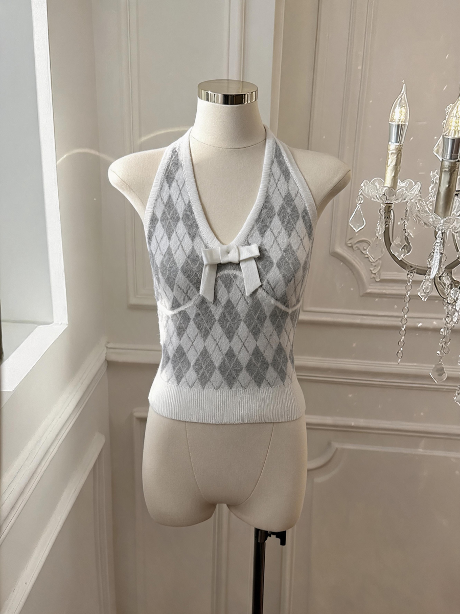 Women's Retro Diamond Knit Cardigan and Vest Two-Piece Set with Waist-Defined Fit - Image 2