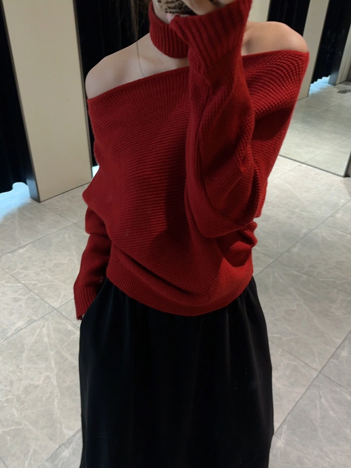 Women's Loose Slimming Knit Sweater French Style Winter Top - Image 3