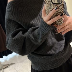 Women's Loose Slimming Knit Sweater French Style Winter Top
