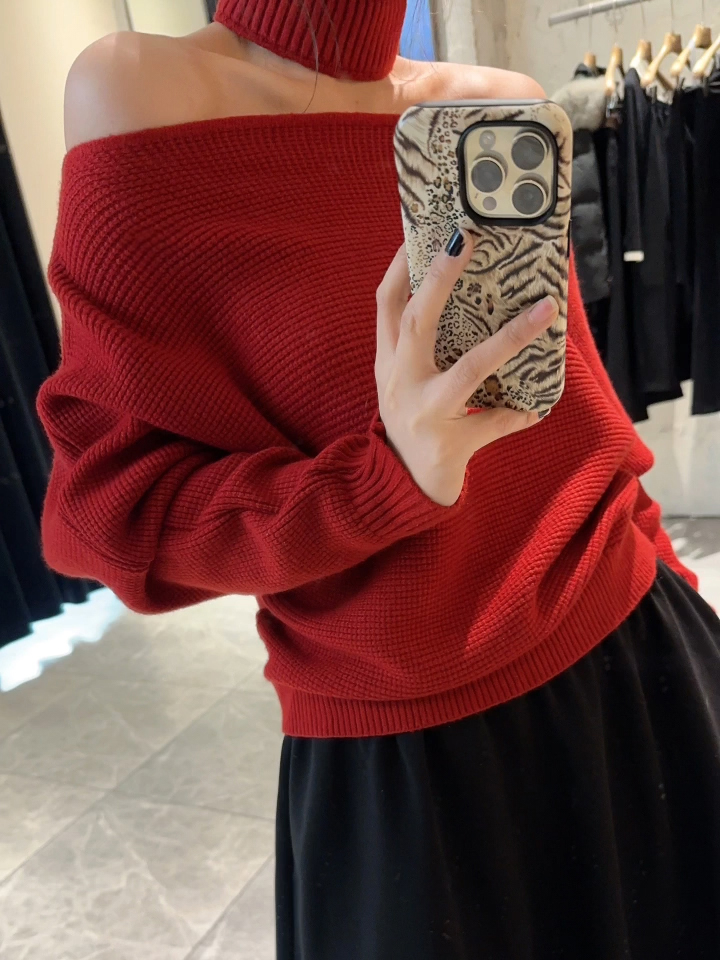 Women's Loose Slimming Knit Sweater French Style Winter Top - Image 2