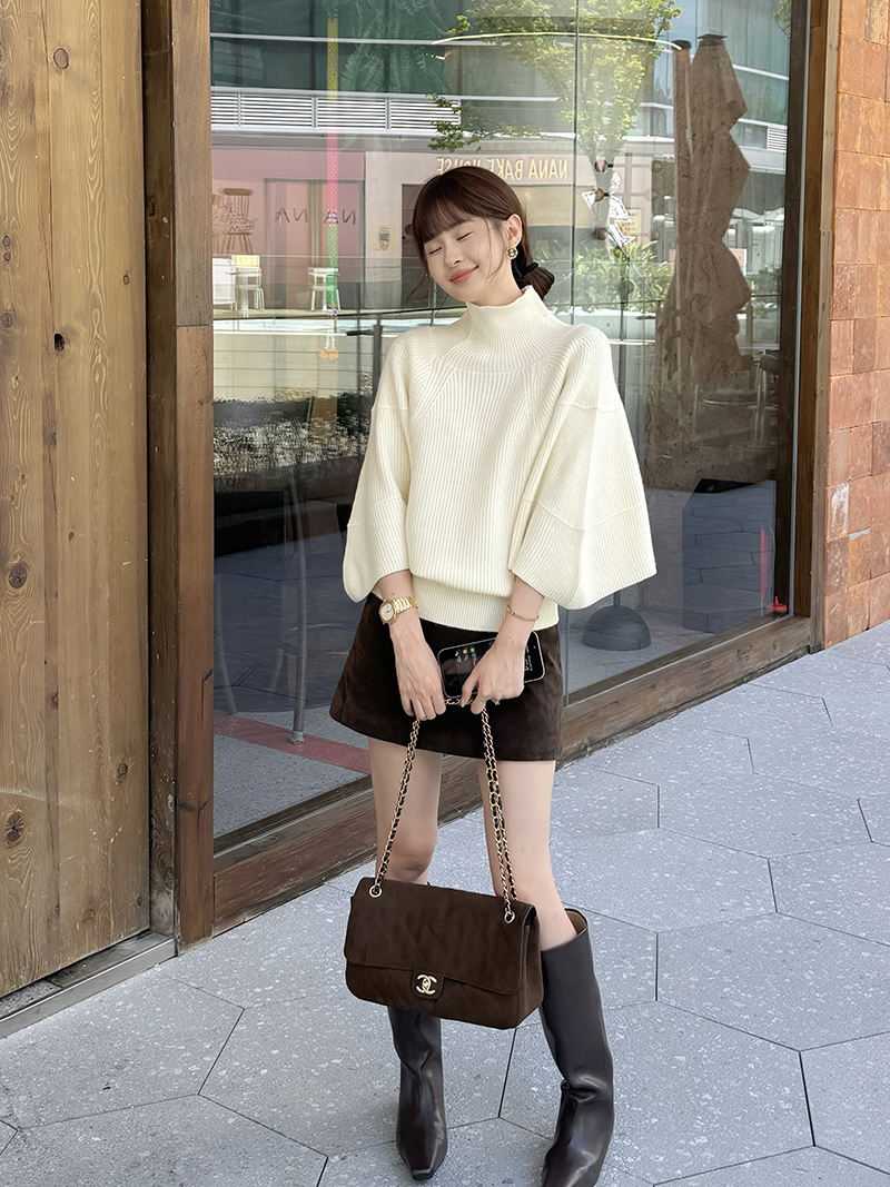 In Stock Dongdaemun Fall New Fashionable Loose Slimming Cape Batwing Sleeve Turtleneck Knit Sweater Women - Style 717fb3 - Image 4