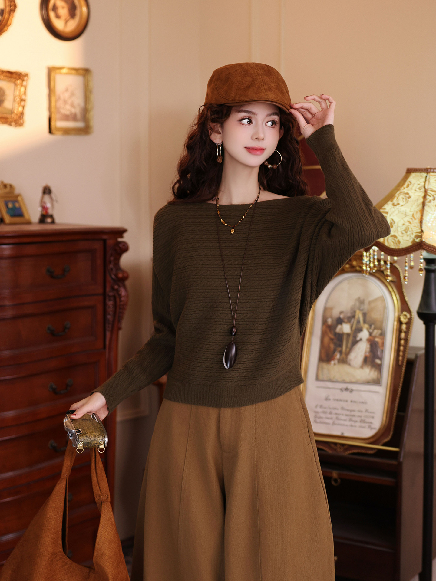 Women's Relaxed Crewneck Knit Sweater Early Autumn Long Sleeve Slimming Base Layer Knitwear - Image 3