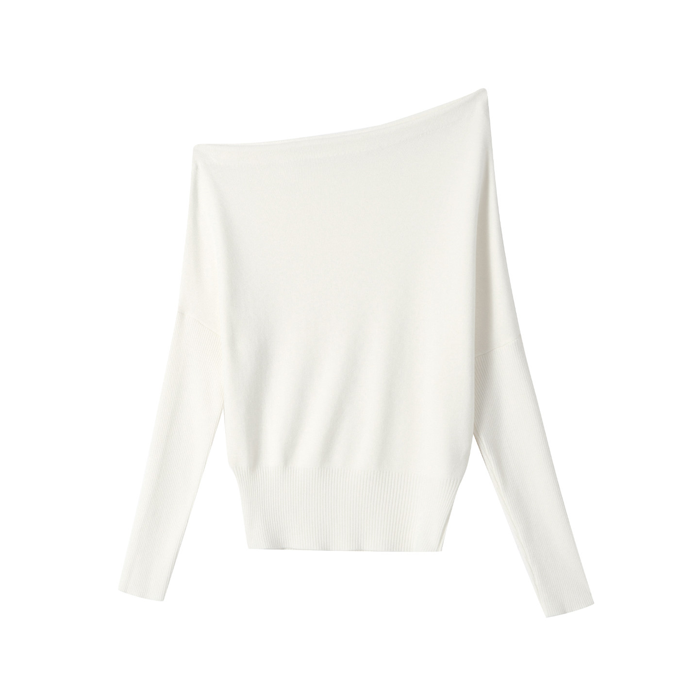 Off-Shoulder One-Shoulder Draped Neck Multi-Way Knit Sweater for Women - Image 5
